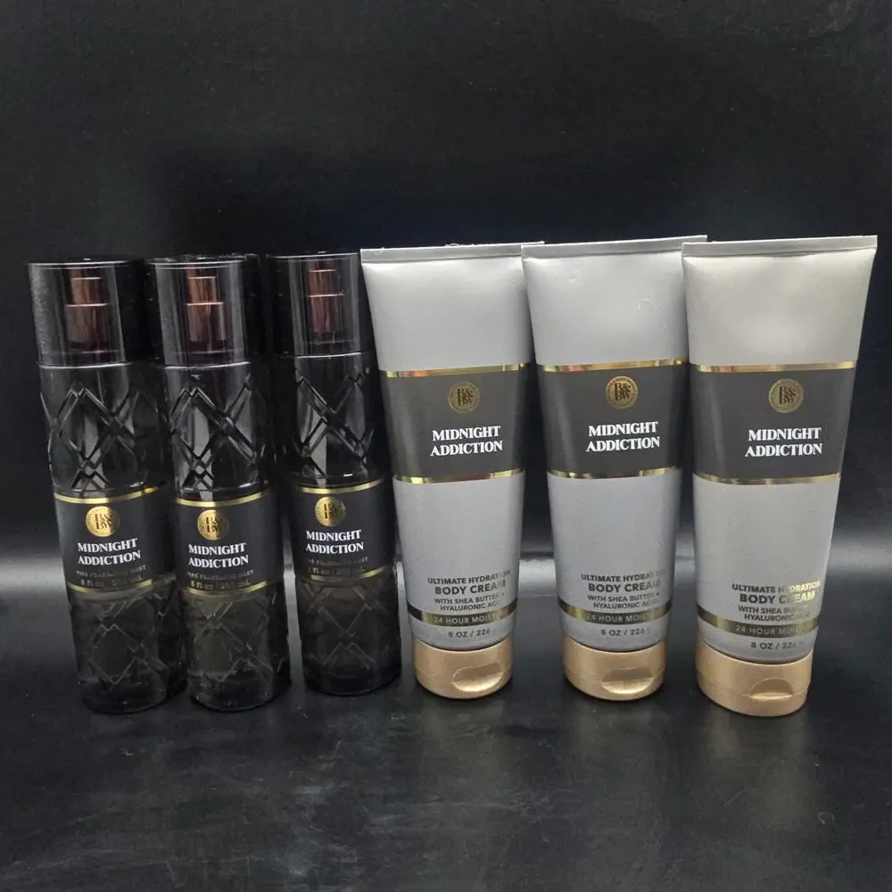 Midnight Addiction Bath and Body Works Mist Spray and Body Cream Lotion Set of 6